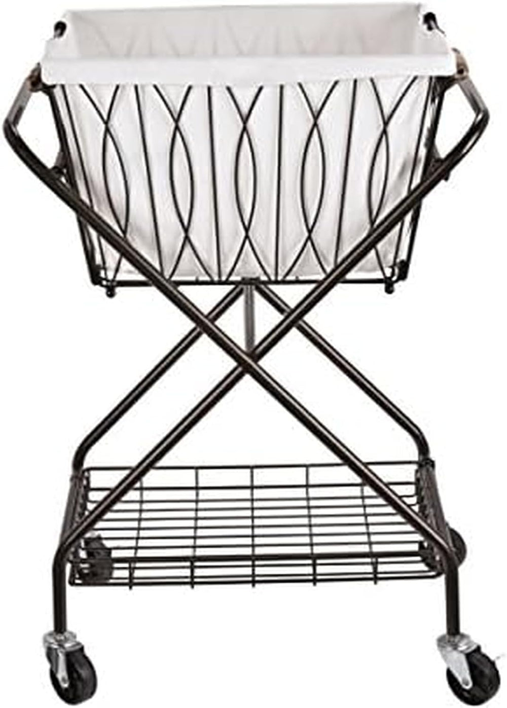 Artesa Verona Collapsible Metal Laundry Cart with Removable Basket & Canv...