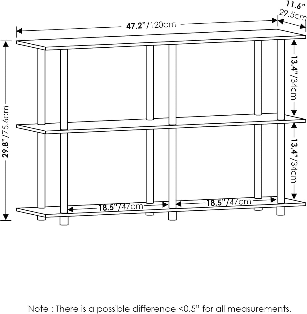 Furinno Turn-N-Tube No Tools 3-Tier Rectangle Side Display Rack, Bauhaus Oak/...
