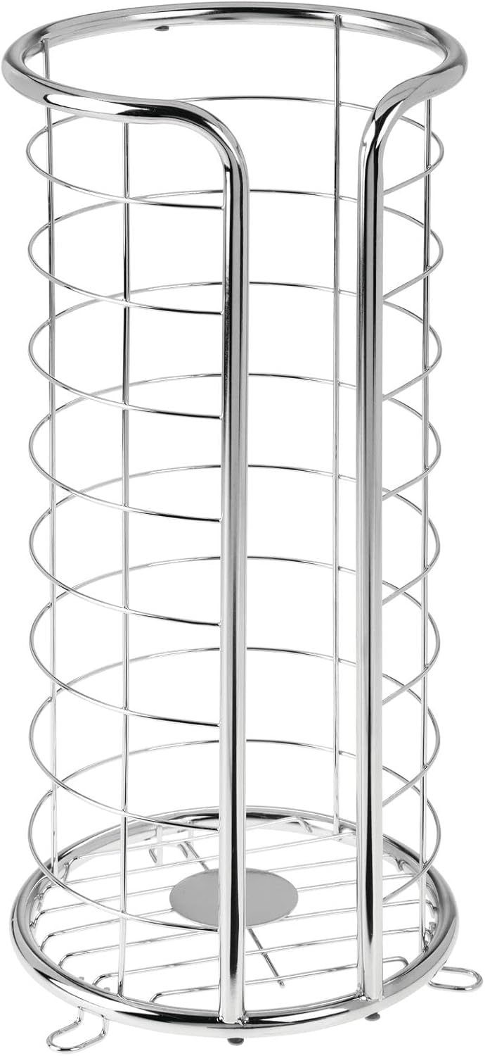 mDesign Metal Free Standing Toilet Paper Organizer Stand - 3 Rolls of Jumbo T...