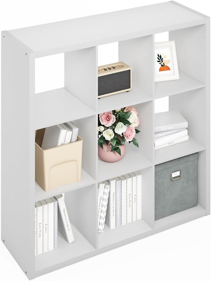 Furinno Simple 9-Cube Storage Organizer, Display Shelf, White