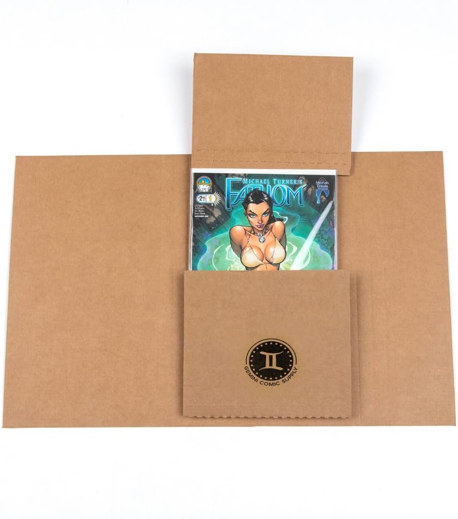 Gemini Comic Book Mailers, Easy Fold & Stay Flat(10.7x7.5x1 Inch, 25-Pack)