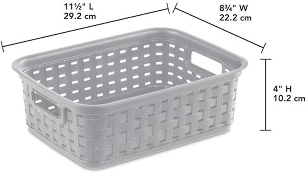 Sterilite 11 Inch Small Weave Open Bin Wicker Storage Basket Home Organizer T...