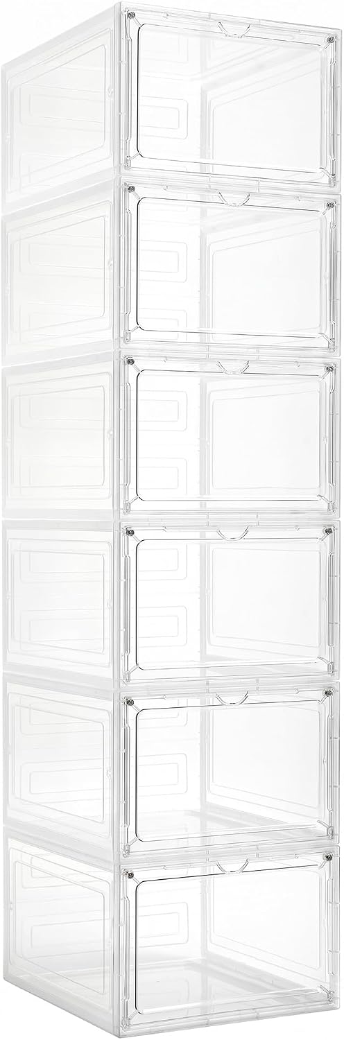 LXLXXL 6 Pack Storage Bins with Lids, 19 Qt Stackable Clear Storage Box