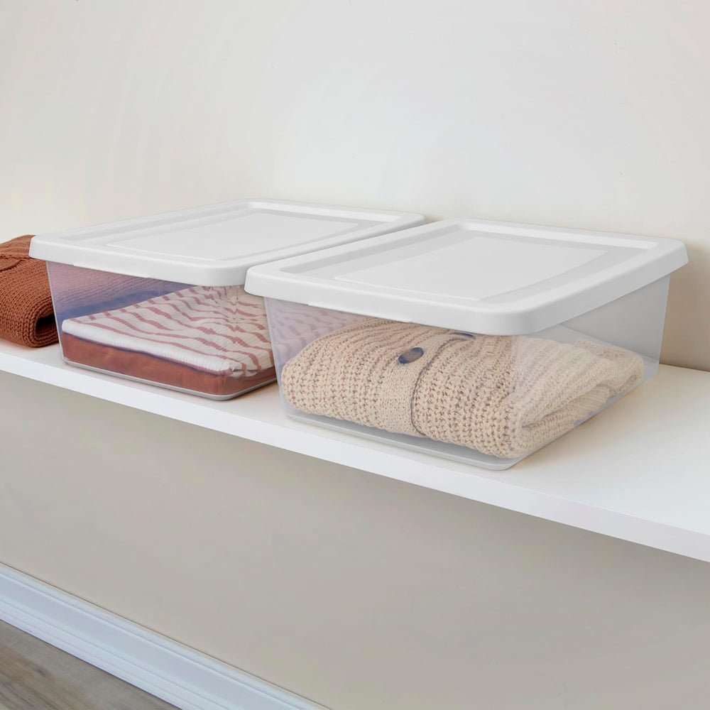 Sterilite Storage Box Stackable Tote, White, 12 Quart, 12 Pack