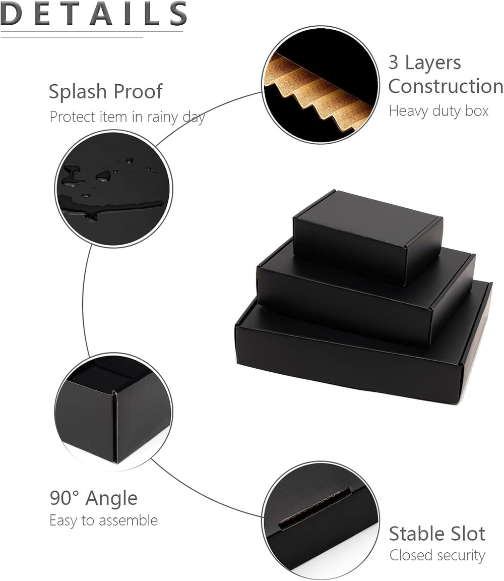 Timirog Black Shipping Boxes 12x9x6 Inches 16 Pack Corrugated Cardboard