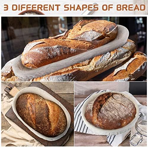 Gerrii 3 Packs Bread Banneton Proofing Basket 9" Round and 10" Oval...