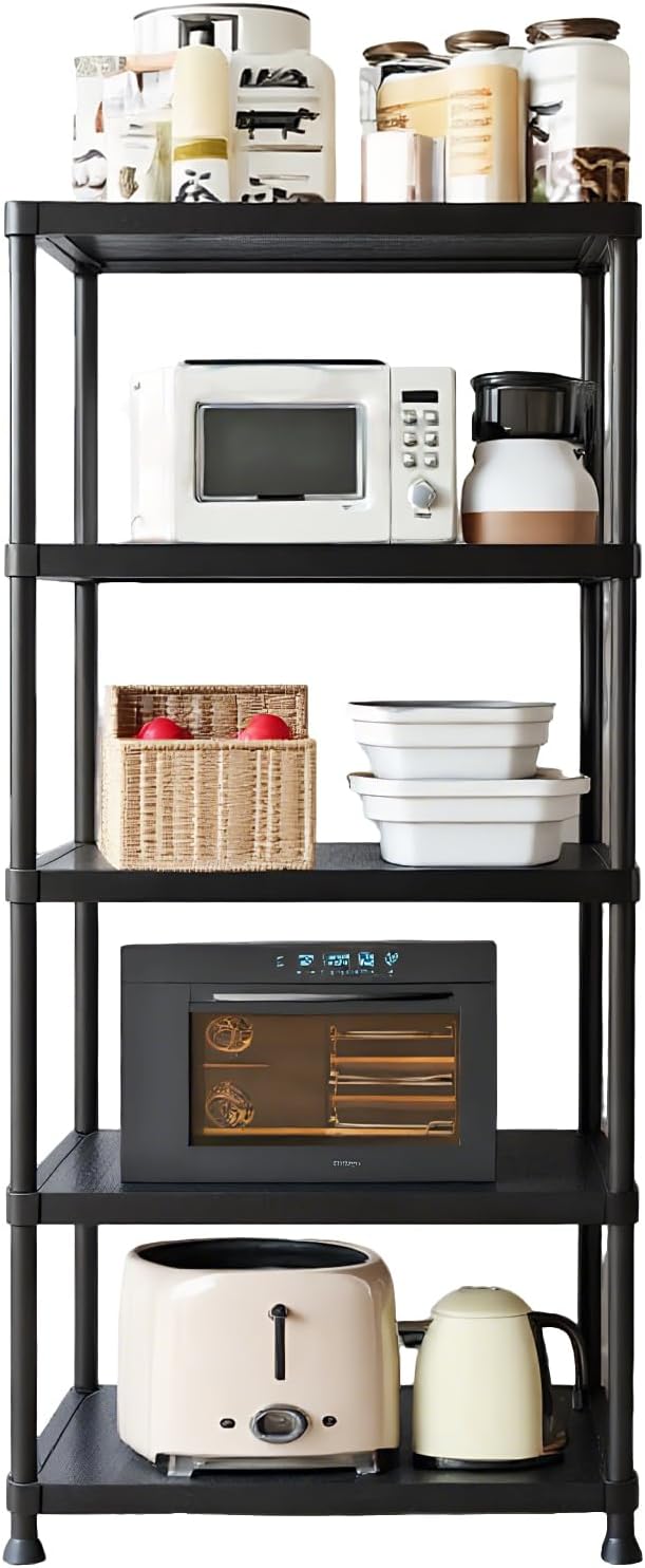 Plastic Storage Shelves, 5 Tier Shelving Unit, 330LBS