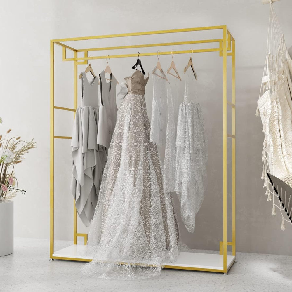 HOMEKAYT Gold Clothing Racks with Shelves, Weeding Dress Retail Clothes Rack,...