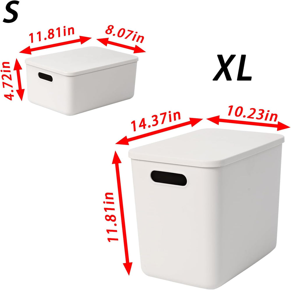 10 pack large plastic Laundry Basket/Hamper with lids and handle，White storag...
