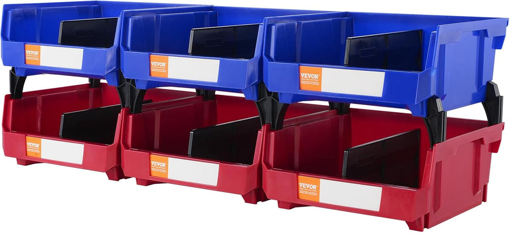 VEVOR Plastic Storage Bins 6 Pack (11 x 11 x 5-Inch), Hanging Stackable Stora...