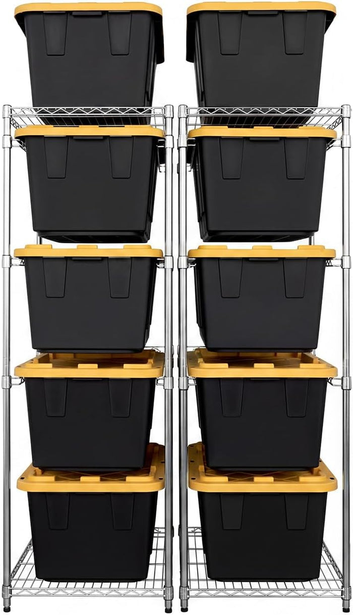 MonsterRAX 2-Pack 5-Tier NSF Bin Rack for 27-Gal Totes, Silver