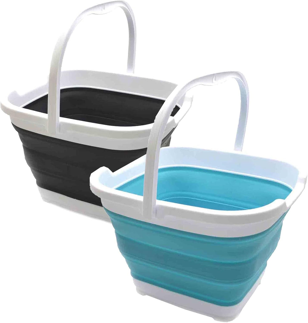 SAMMART 10L (2.64 Gallon) Collapsible Rectangular Handy Bucket (Black + Brigh...