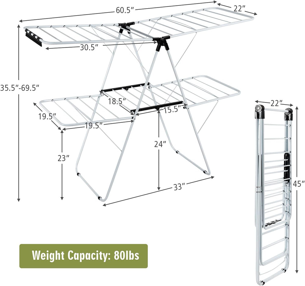 Tangkula Foldable Clothes Drying Rack, 2-Level Folding Drying Rack for Indoor...