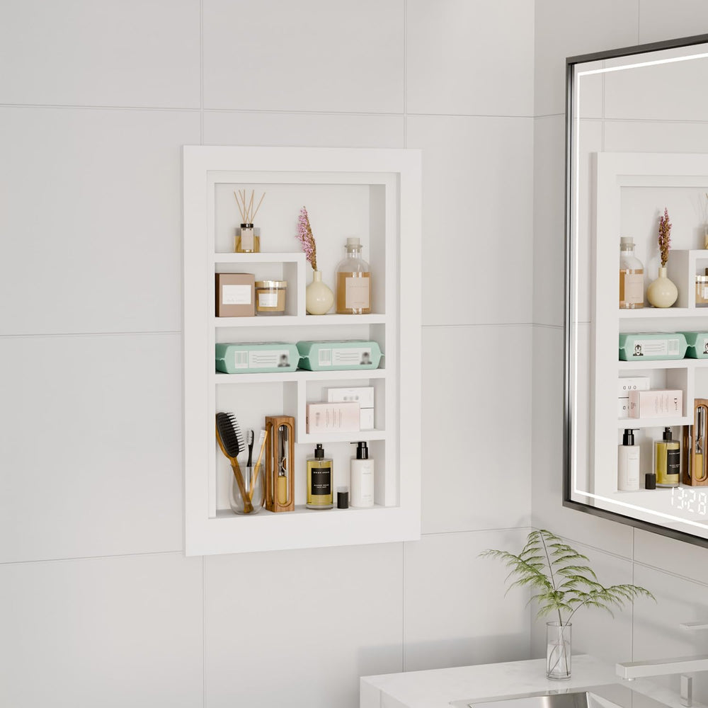 Solid Wood 14 X 24 Recessed Medicine Cabinet,3-Tier, Medicine Cabinet Organiz...