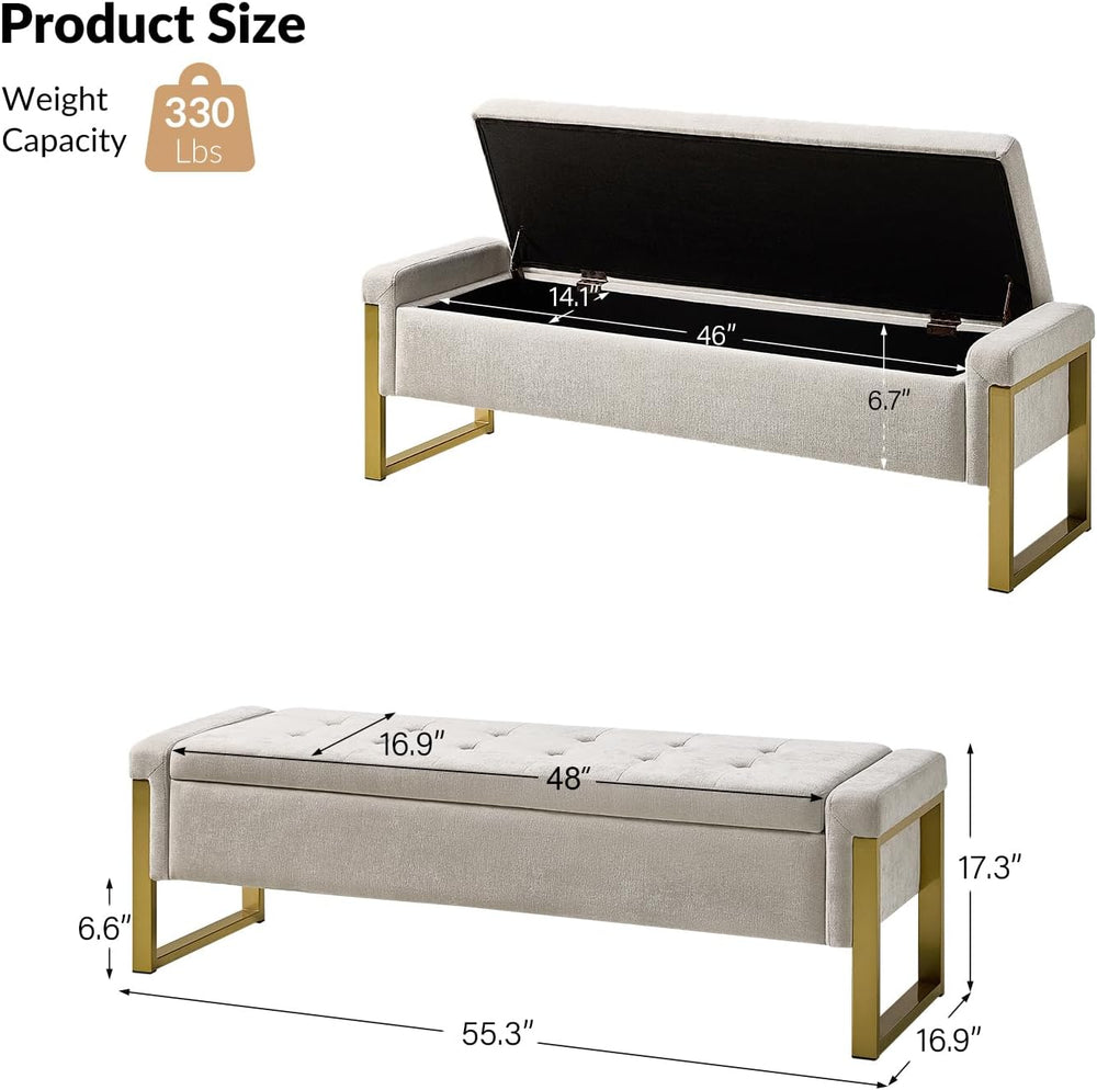 EcoHarbor Living Modern Storage Ottoman Bedroom Bench, End of Bed Bench with ...