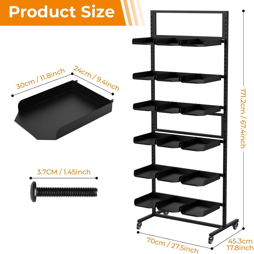 tonchean 6 Tier Rolling Hat Display Rack with Wheels