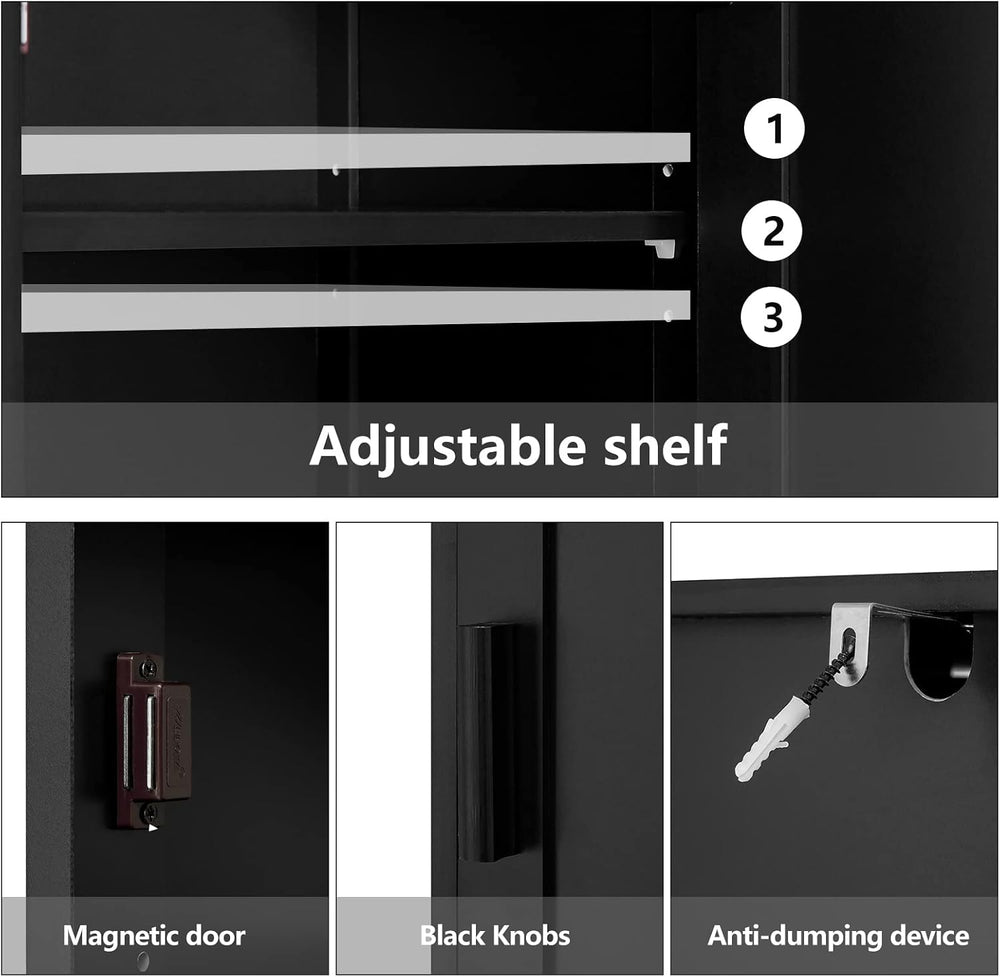 usikey 67'' Tall Storage Cabinet with 4 Shelves & 2 Doors, Bathro...