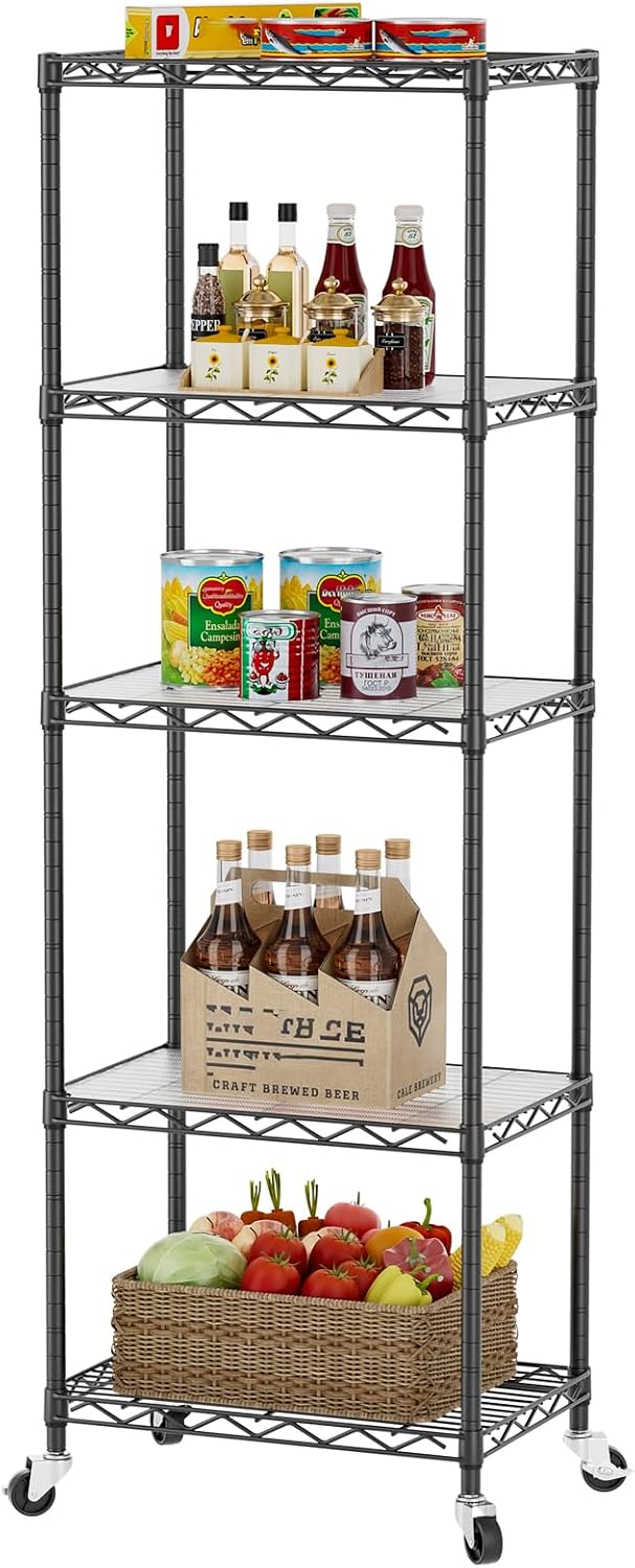SINGAYE Small 5 Tier Shelves Wire Storage Shelving Adjustable Metal Shelf