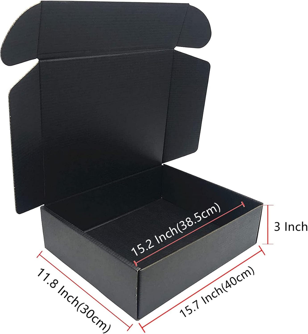 Black Shipping Boxes 15.7x11.8x3.1 Inch Cardboard Storage Mailer Box 15Pack