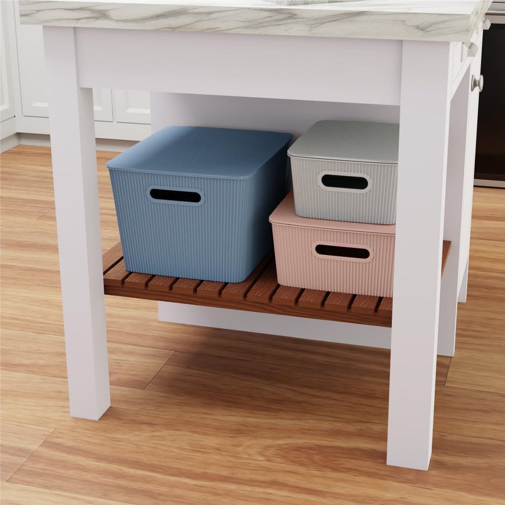 Glad Storage Baskets with Lids - Set of 4 Stackable Plastic Boxes with Handle...