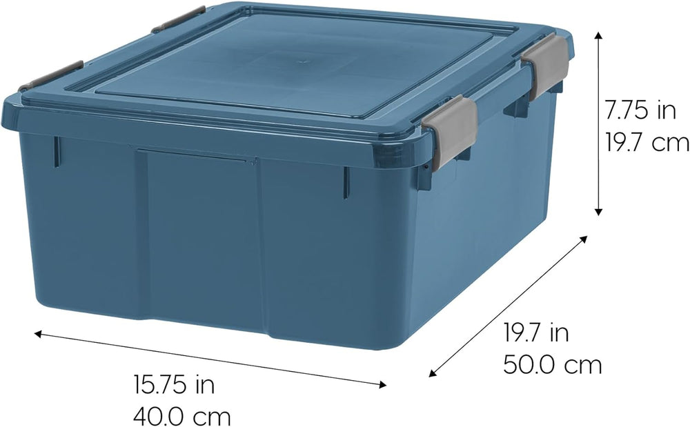 IRIS USA 4-Pack 31 Qt Storage Bins with Gasket Lids, Navy