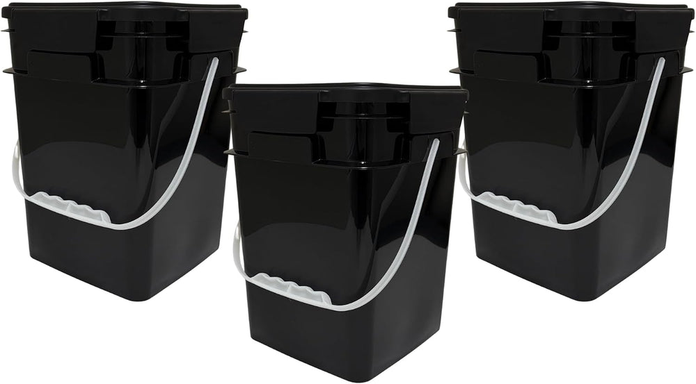 House Naturals 4 Gallon Square Food Grade Bucket Pail with Plastic Handles an...