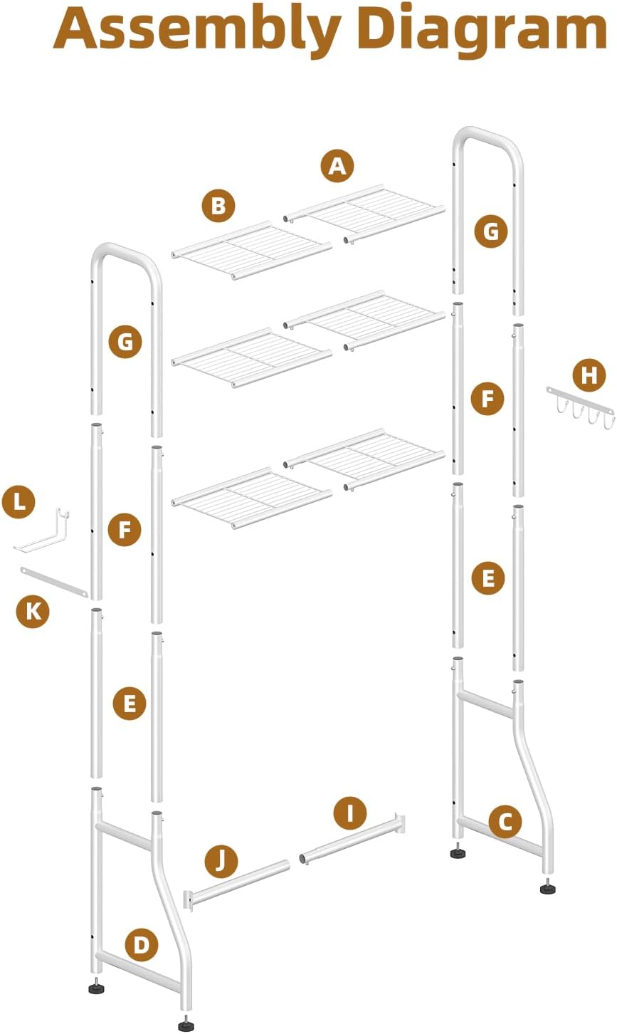 Simple Trending Over The Toilet Storage Rack, Metal 3 Tier Bathroom Organizer...