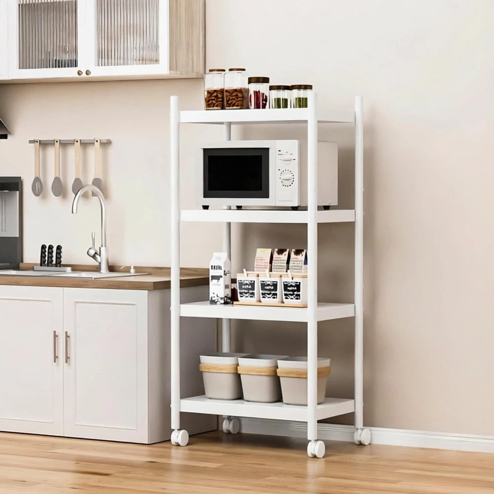 VETALLO 4 Tier White Metal Shelving Unit Storage Shelves Rack Utility Stand S...