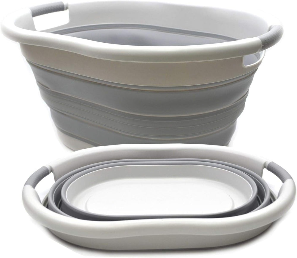 SAMMART 36L (9.5 Gallon) Set of 2 Collapsible Plastic Laundry Basket - Oval T...