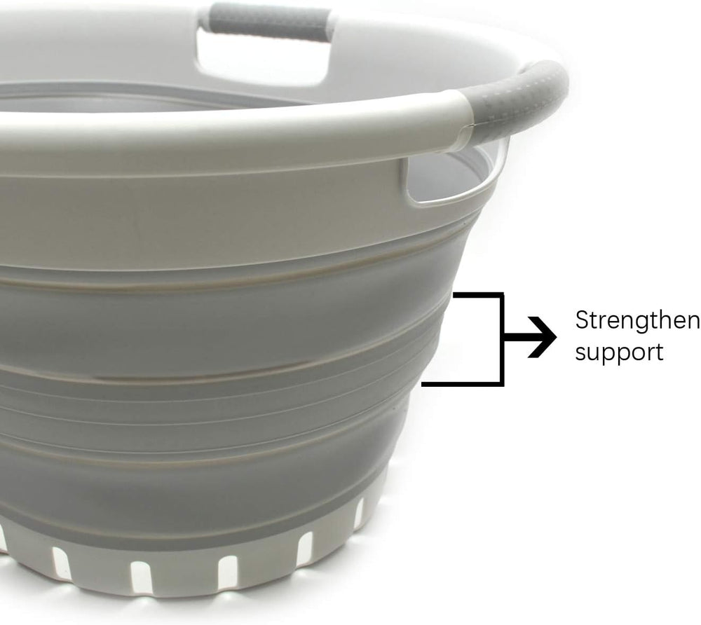 SAMMART 36L (9.5 gallon) Set of 2 Collapsible 3 Handled Plastic Laundry Baske...