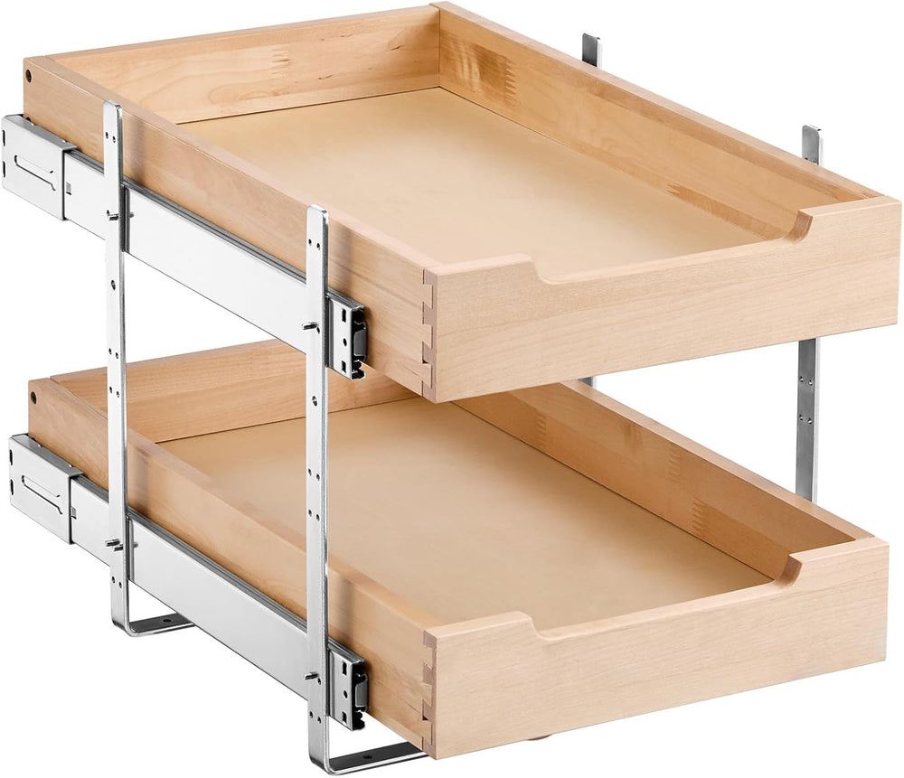 VEVOR 2 Tier Pull Out Cabinet Organizer, 14" W x 21" D Cabinet Draw...