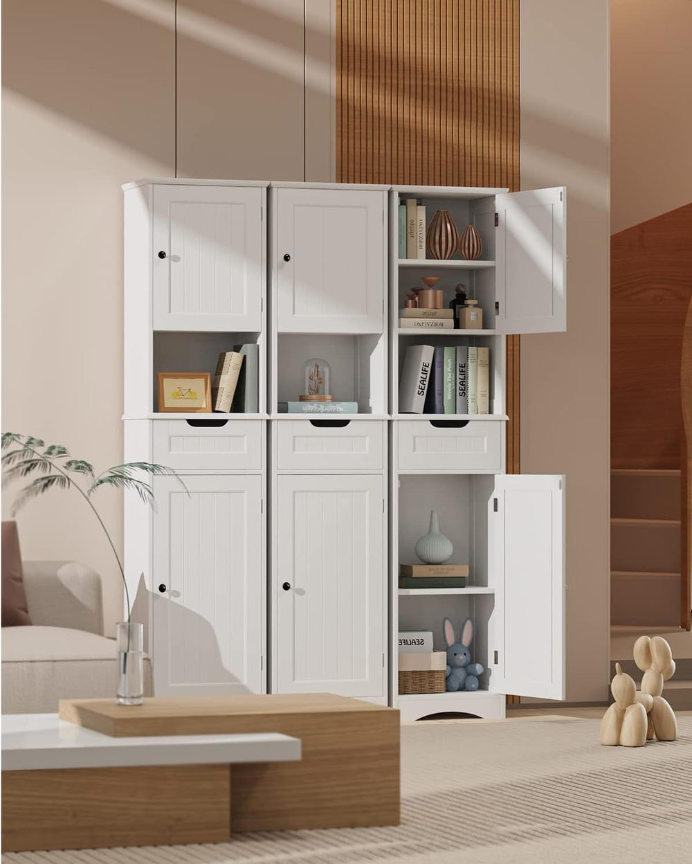 Gizoon 67” H Tall Bathroom Storage Cabinet, Narrow Storage Cabinet, White
