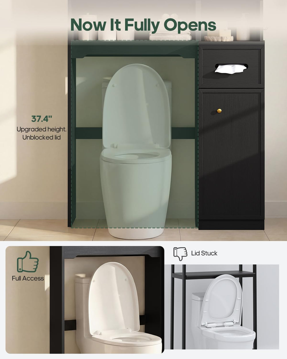 7-Tier Over Toilet Storage Cabinet, 2-in-1, Separable Bathroom Storage