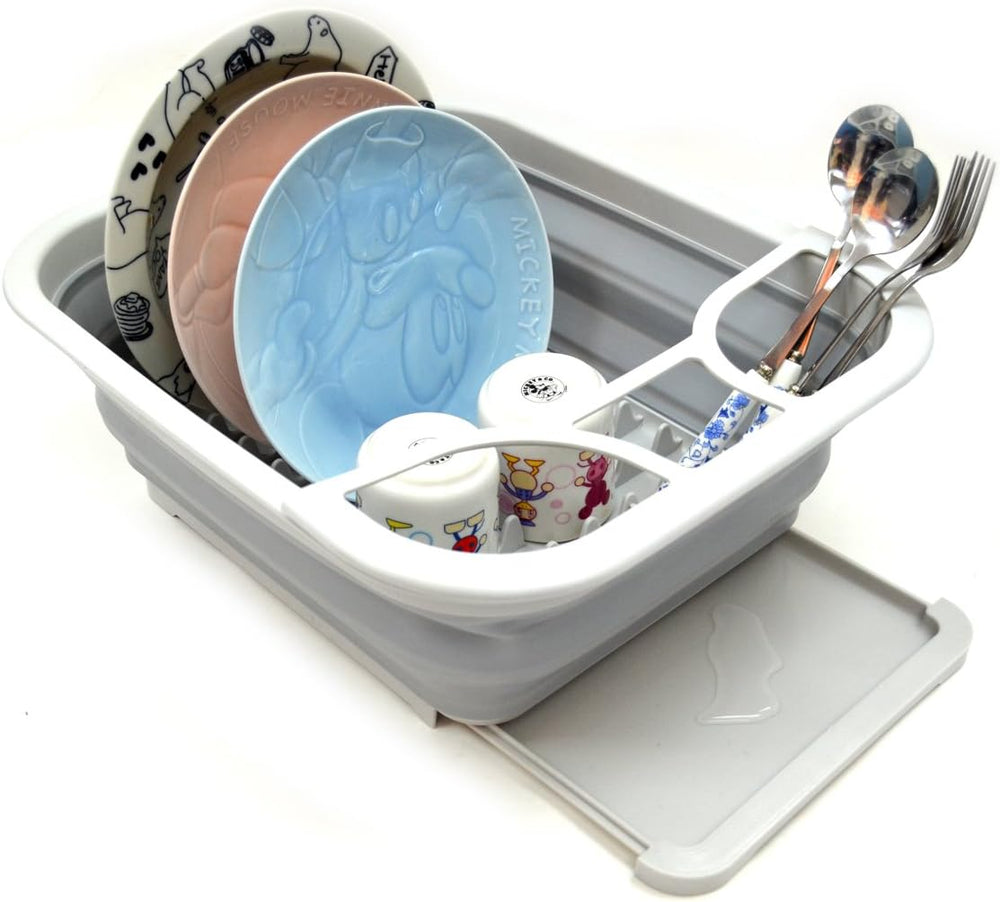 SAMMART Set of 2 Collapsible Dish Drainer with Drainer Board - Foldable Dryin...