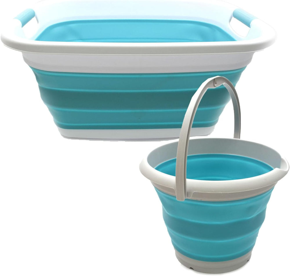 SAMMART 2 pcs Set : 31L (8.1 Gallon) Collapsible Plasic Laundry Basket & ...