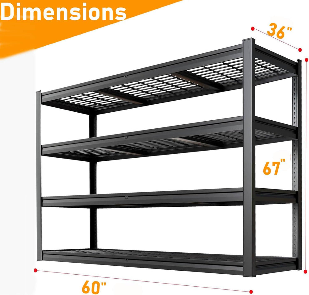 36" Deep Garage Shelving Heavy Duty, 4 Tier Garage Shelves, Adjustable S...