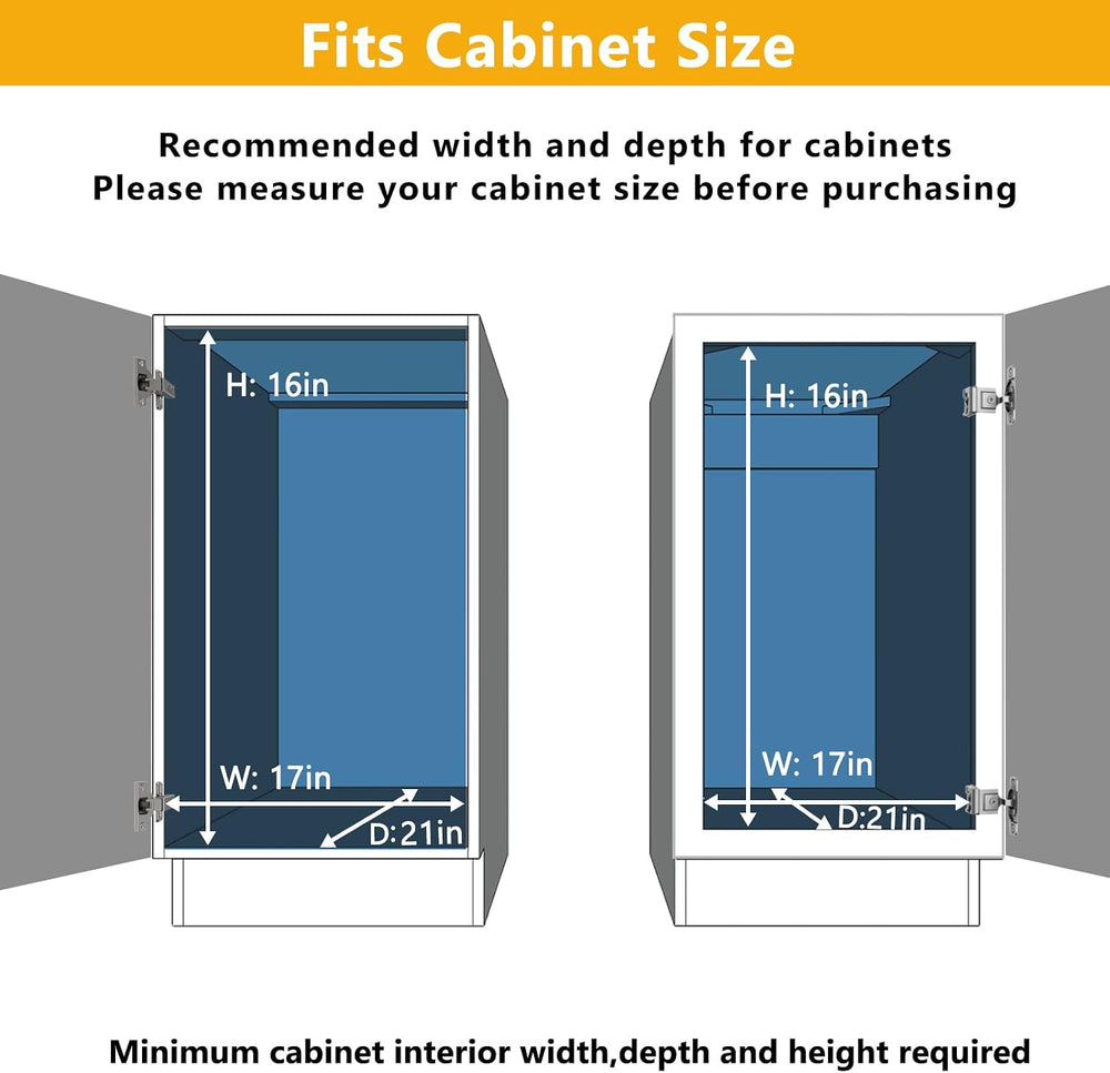 ROOMTEC Slide Out Cabinet Organizer for Kitchen, 2 Tier Pull Out Shelves Slid...