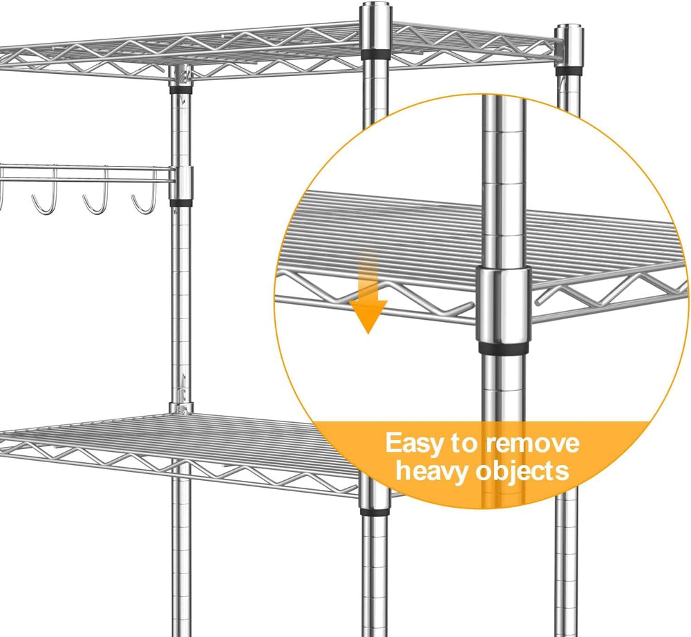 Homdox 5 Tier Steel Wire Shelving Unit on Wheels,Chrome Shelves for Garage Ki...