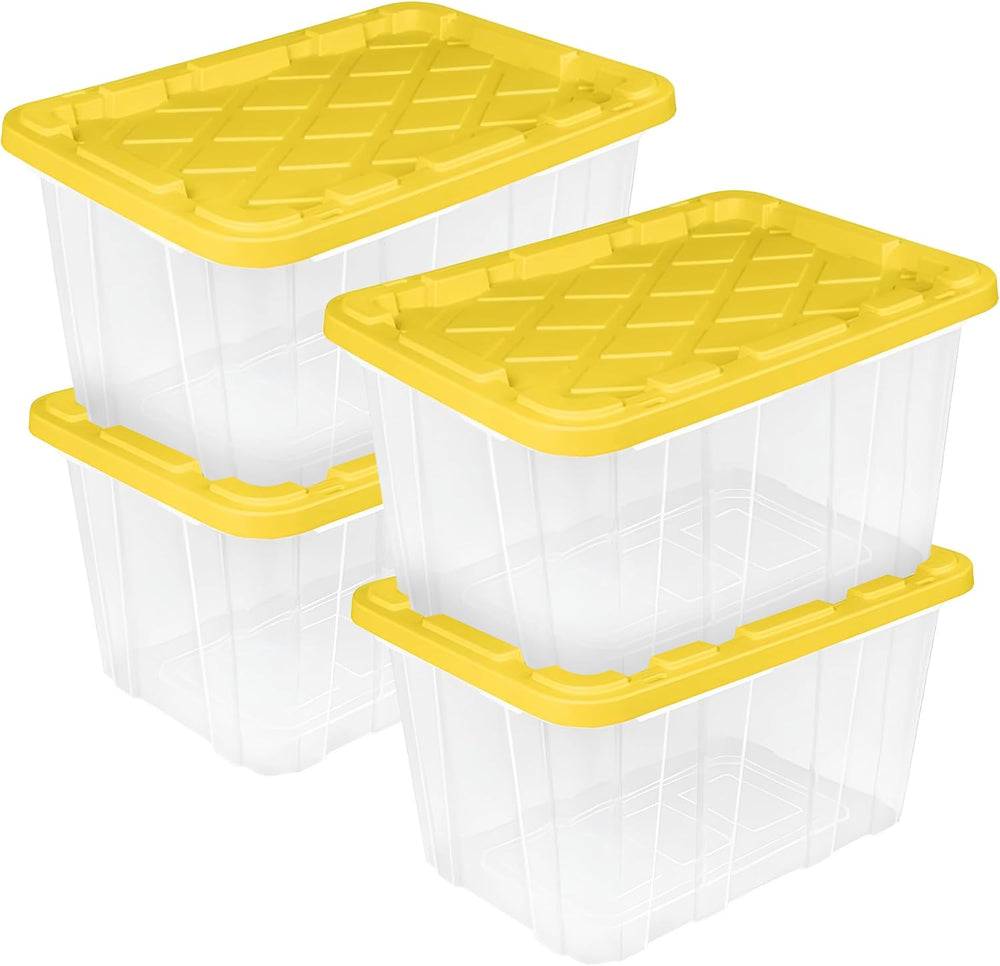 Sterilite Industrial Storage Box with Lids for Garage, 27 Gallon, 4-Pack