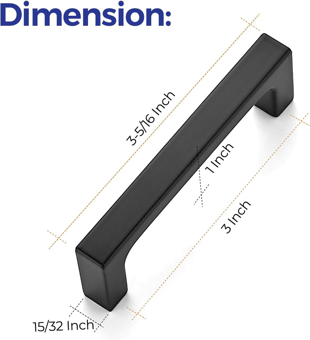 Ravinte Matte Black Square & Solid Cabinet Handles,3 Inch,30 Pack