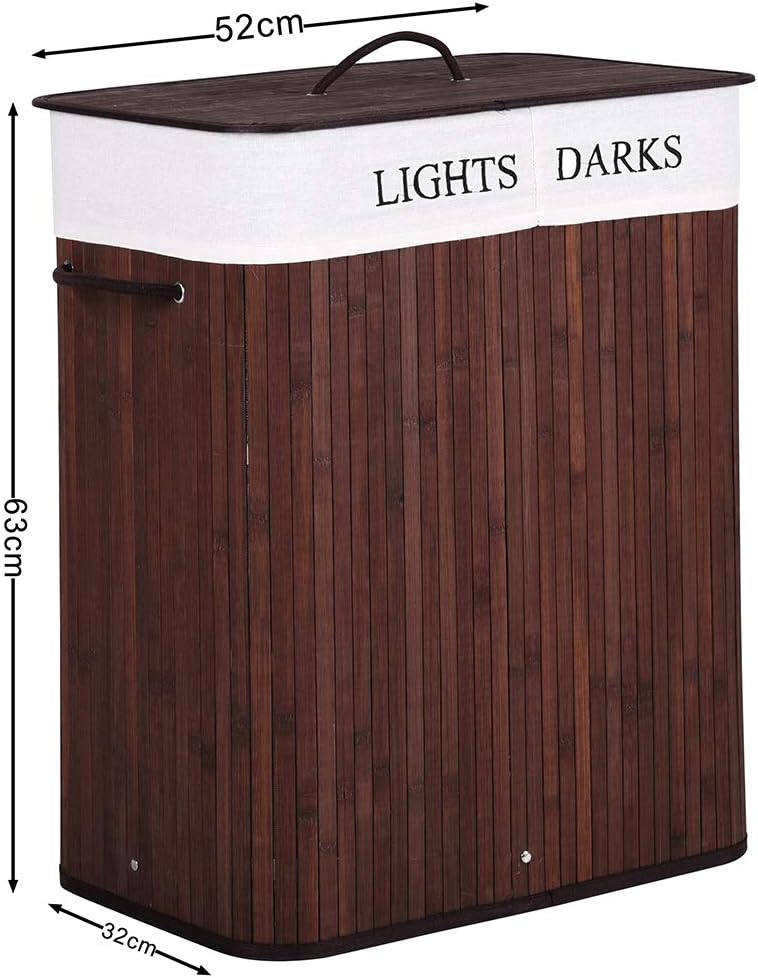 Bakaji Laundry Hamper with Double Compartment for Laundry Hamper House 2 Spaz...