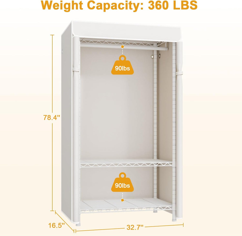 ULIFHOME H5C Clothes Rack with Cover, Covered Clothing Rack Heavy Duty