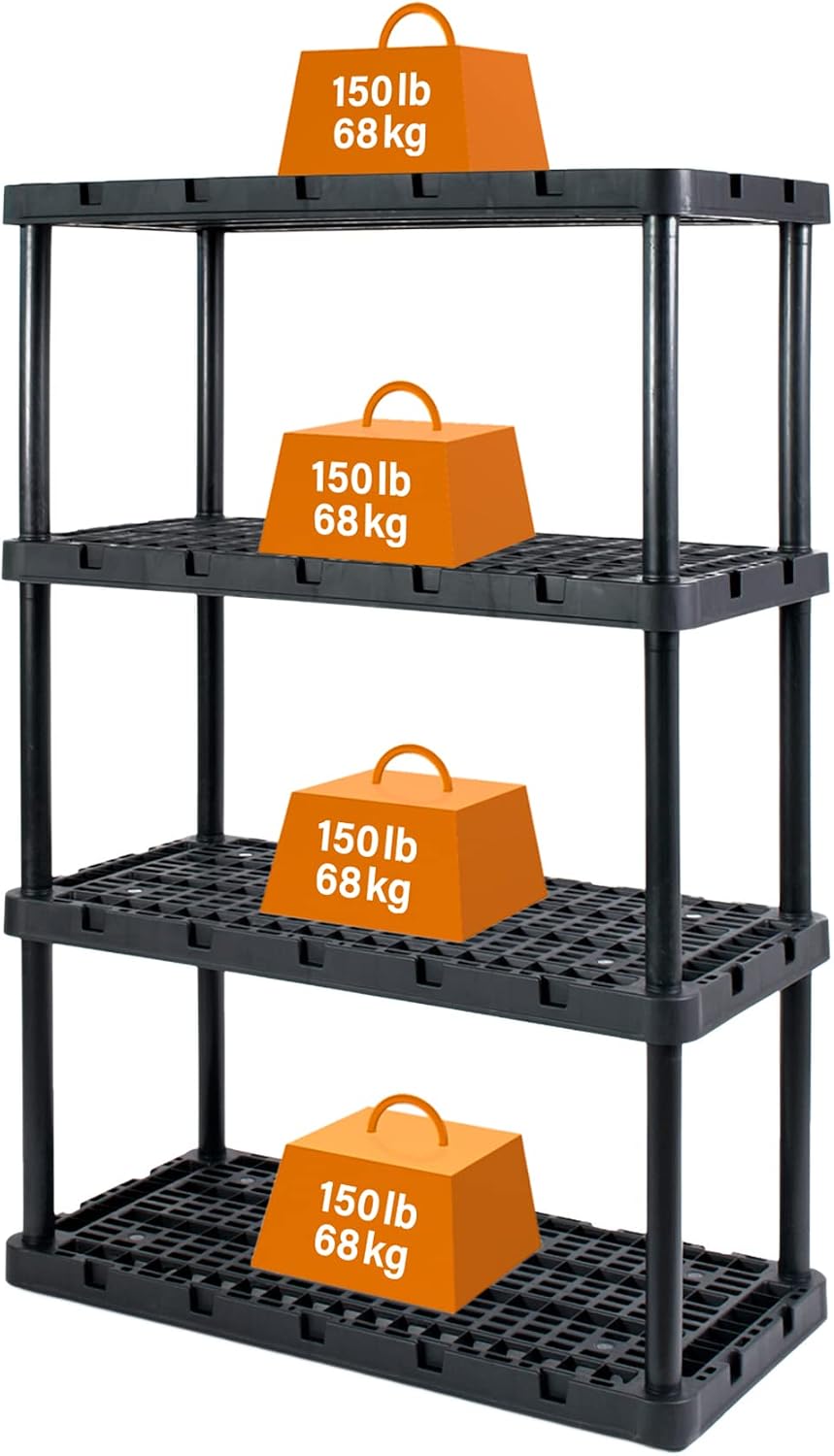 Gracious Living 4 Shelf Unit, Heavy-Duty Shelving Storage Rack for Home and G...