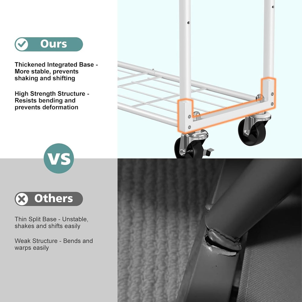 Luxspire Clothes Rack 3-Tier Portable Freestanding Closet with Shelves