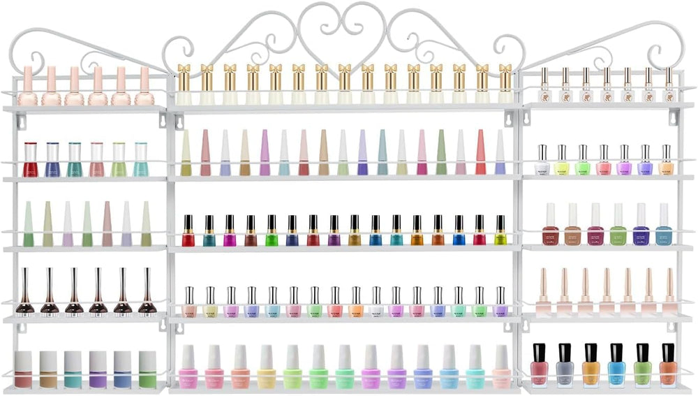 5 Tiers Wall-Mounted Nail Polish Storage Racks Metal Nail Polish Holder Cosme...
