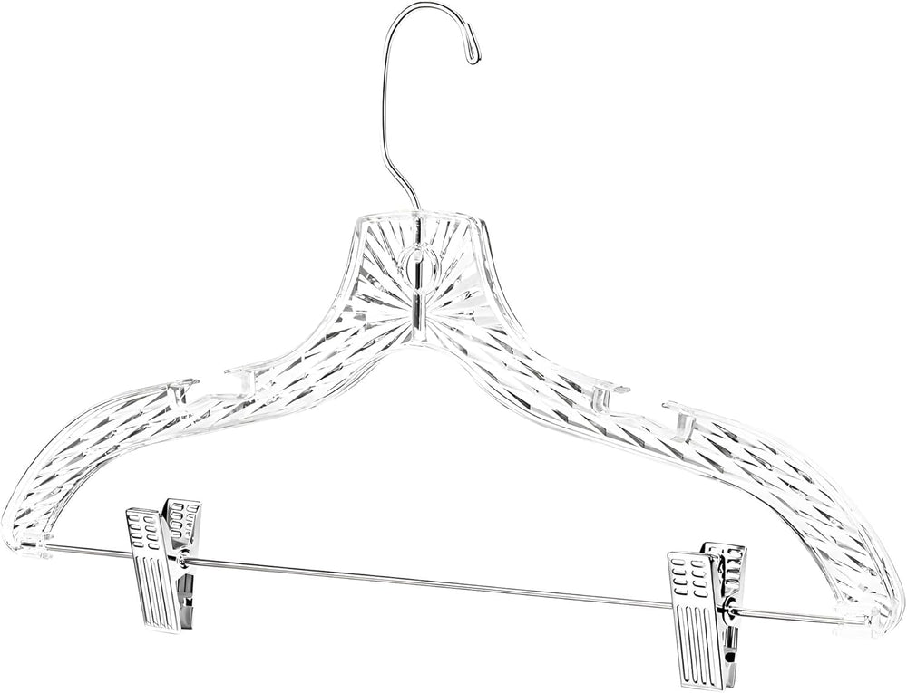 DEILSY™ Clothes Hangers with Clips 25 Pack Crystal Clear Plastic Hangers