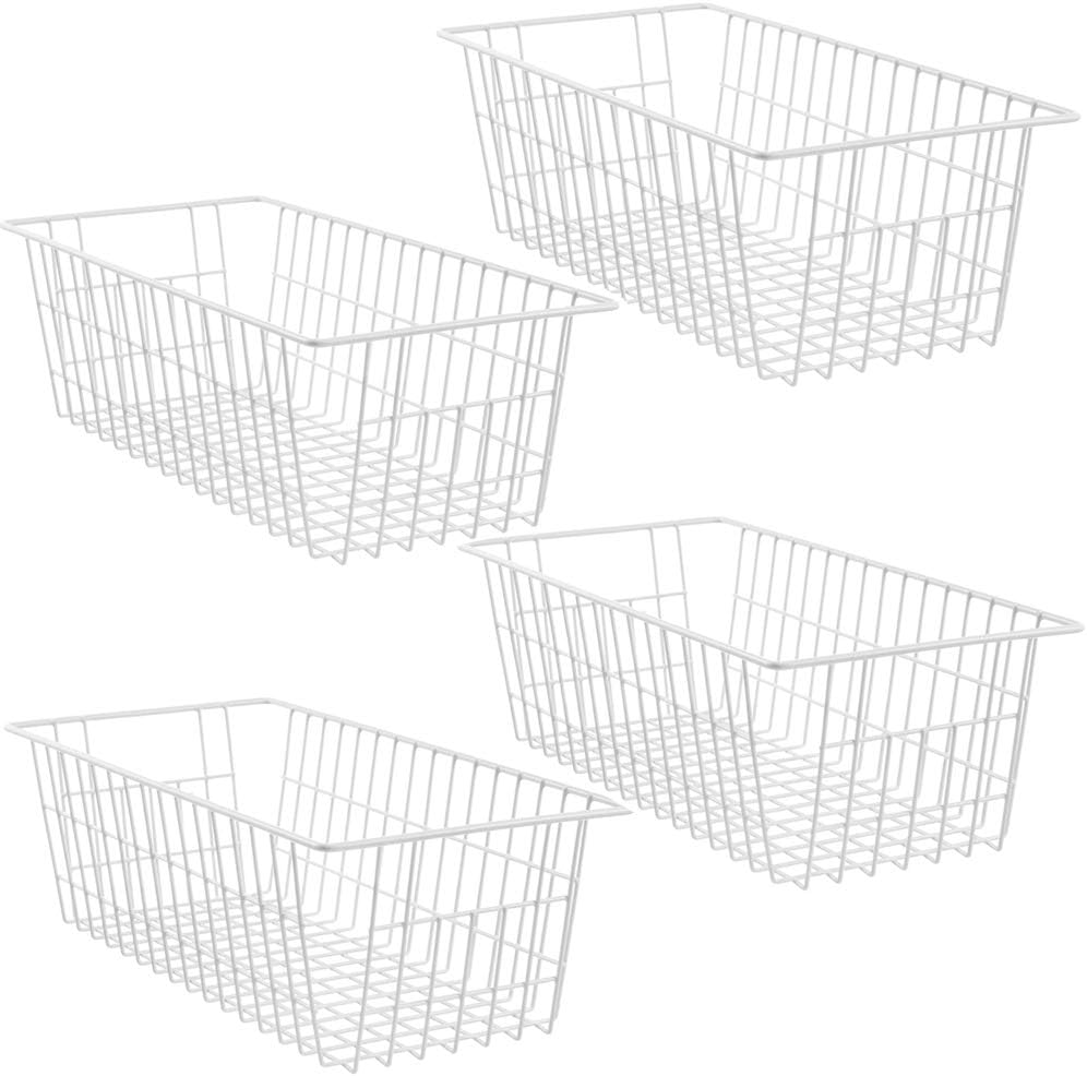 SANNO 15.7" Freezer Baskets Wire Storage Baskets Bin Organizer Food,Kitc...
