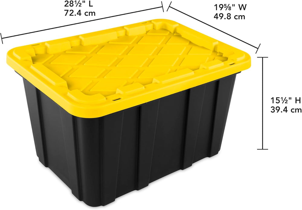 Sterilite Industrial Storage Tote with Lids for Garage, 27 Gallon, 18-Pack