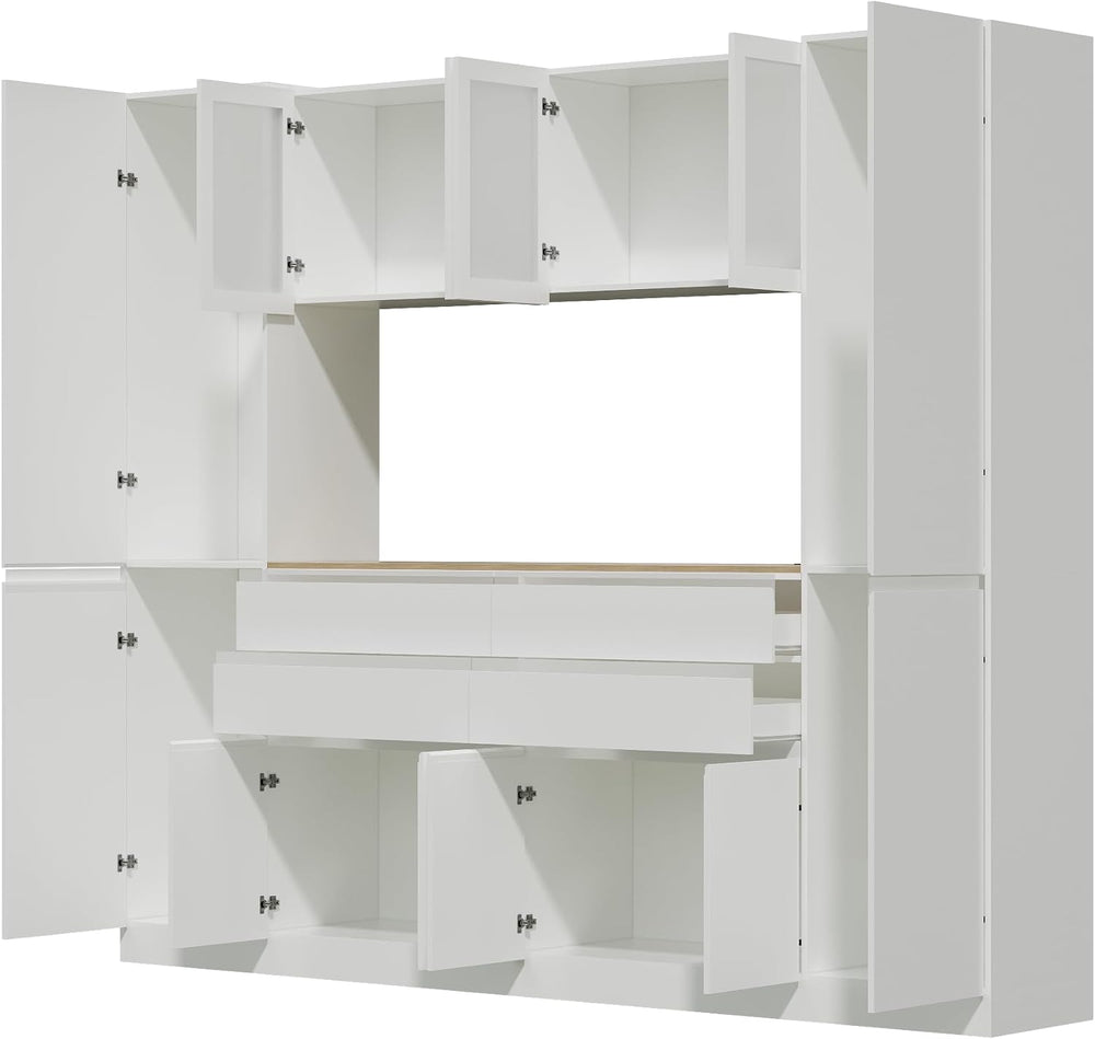 Bobve Giant Storage Cabinet with LED/Charging Station,Multifunctional Pantry ...