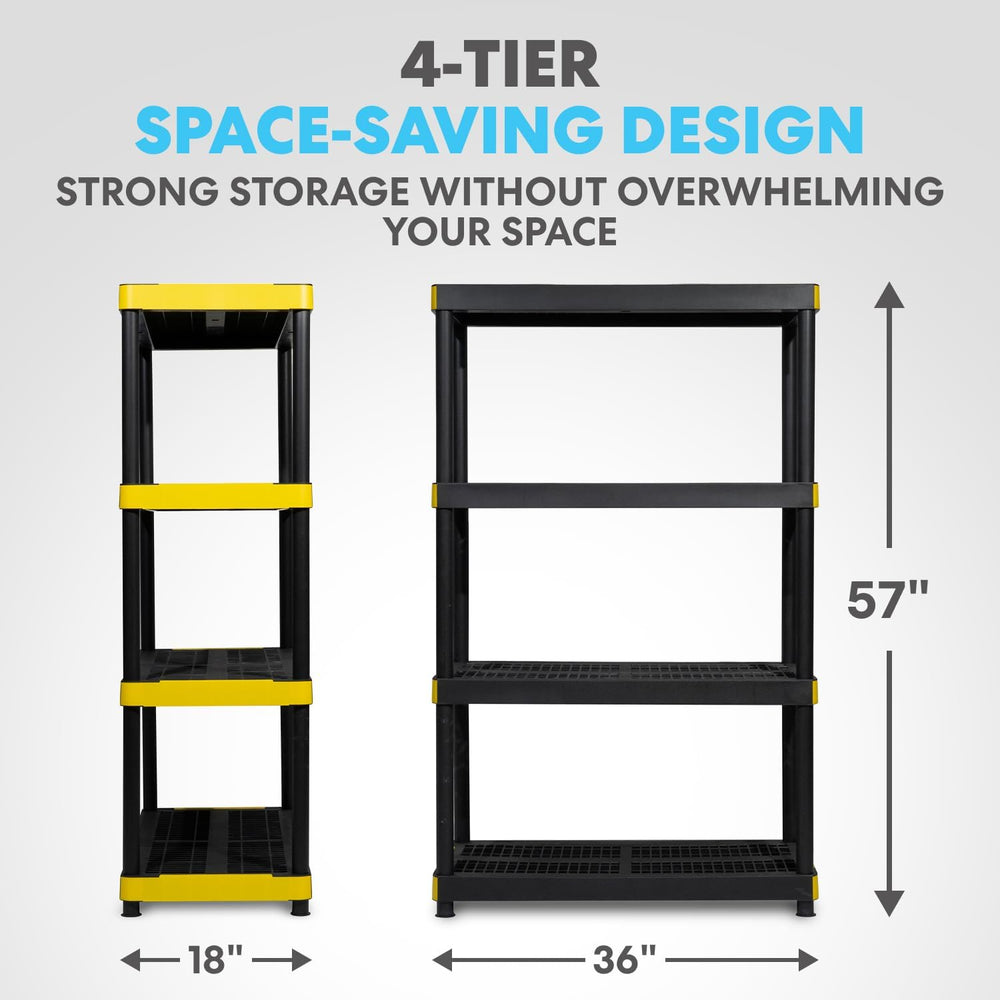Simpli-Magic 4-Tier Heavy Duty Plastic Storage Shelving Unit, Garage & Ba...